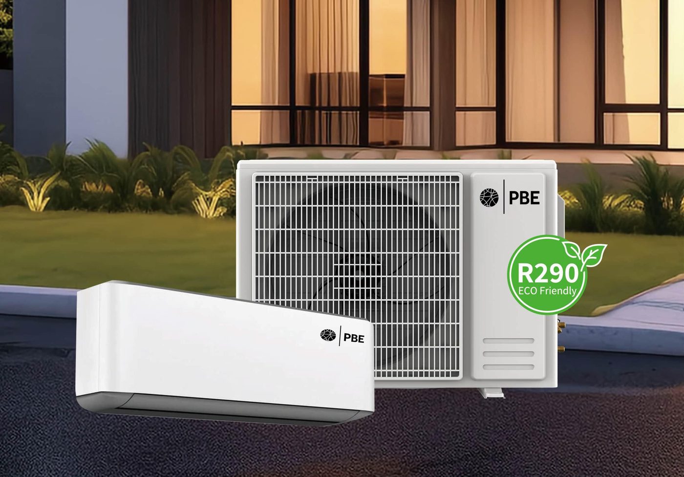 PBE R290 air to air heat pump indoor and outdoor unit