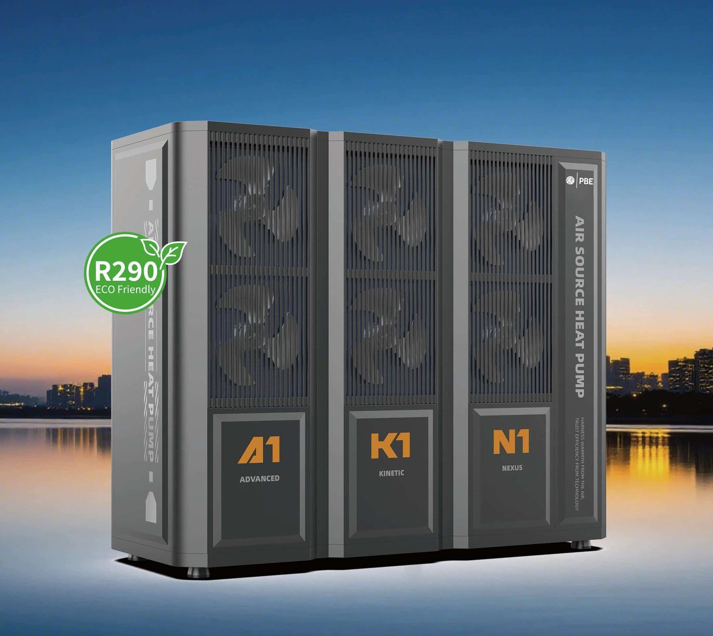 PBE R290 commercial DC inverter heat pump range A1 K1 N1
